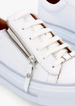 Filician White Leather Side Zip Trainers