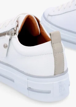 Filician White Leather Side Zip Trainers