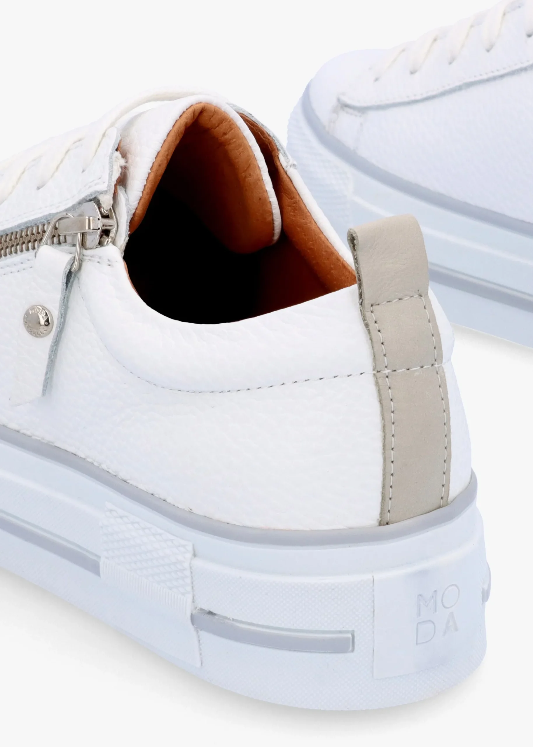 Filician White Leather Side Zip Trainers