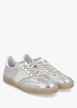Flash Silver Metallic Leather Trainers