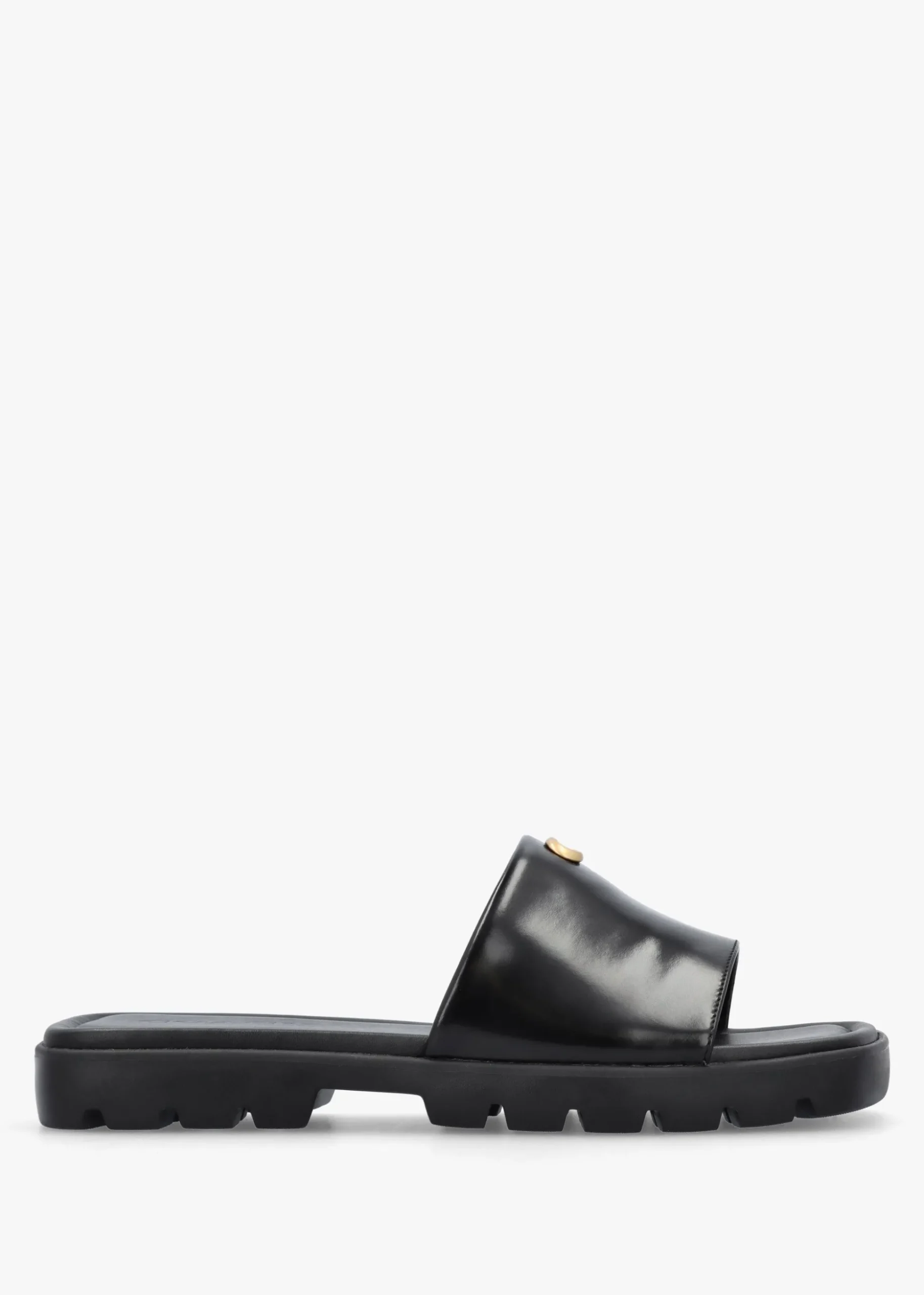 Florence Black Leather Flat Mules