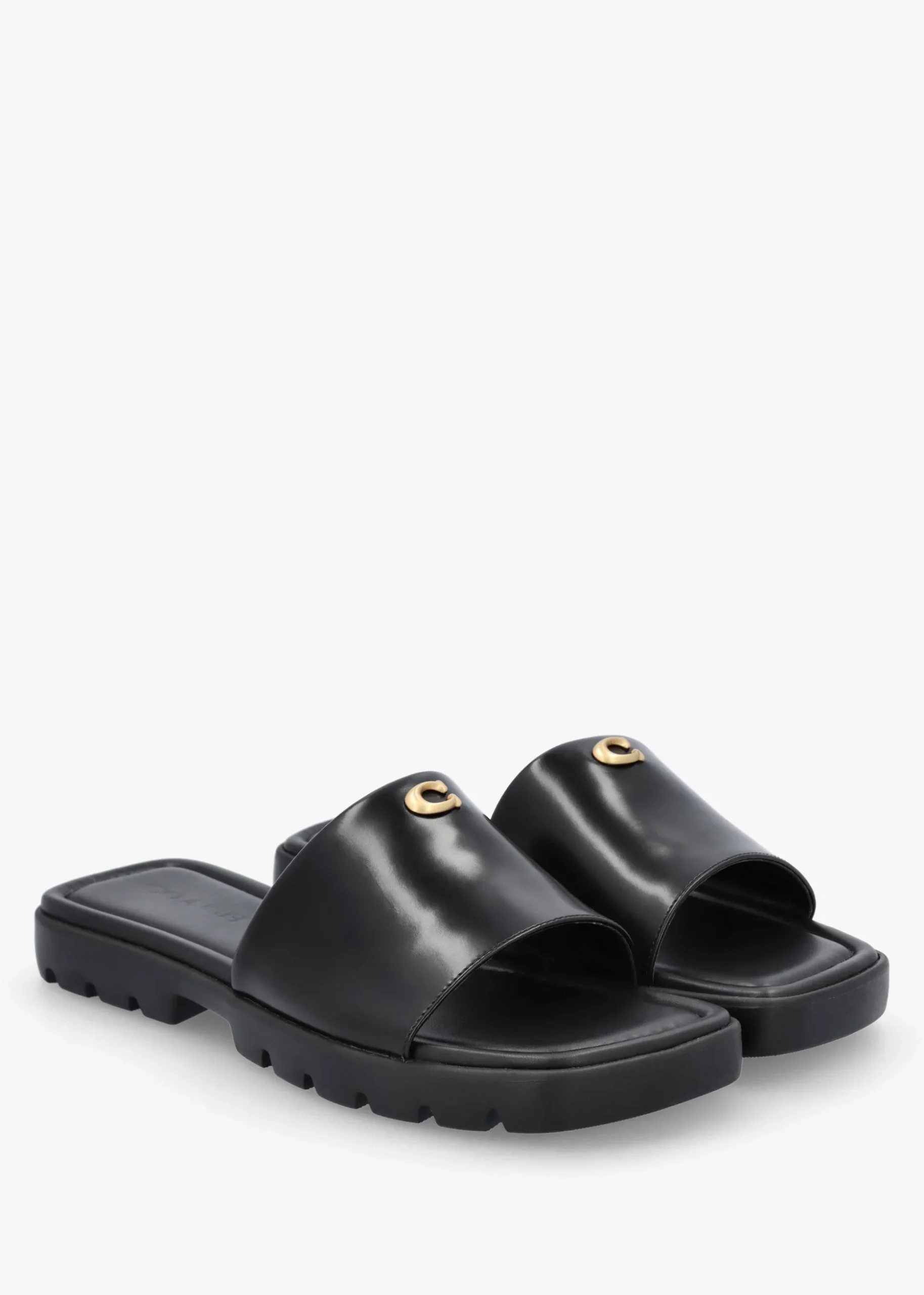 Florence Black Leather Flat Mules