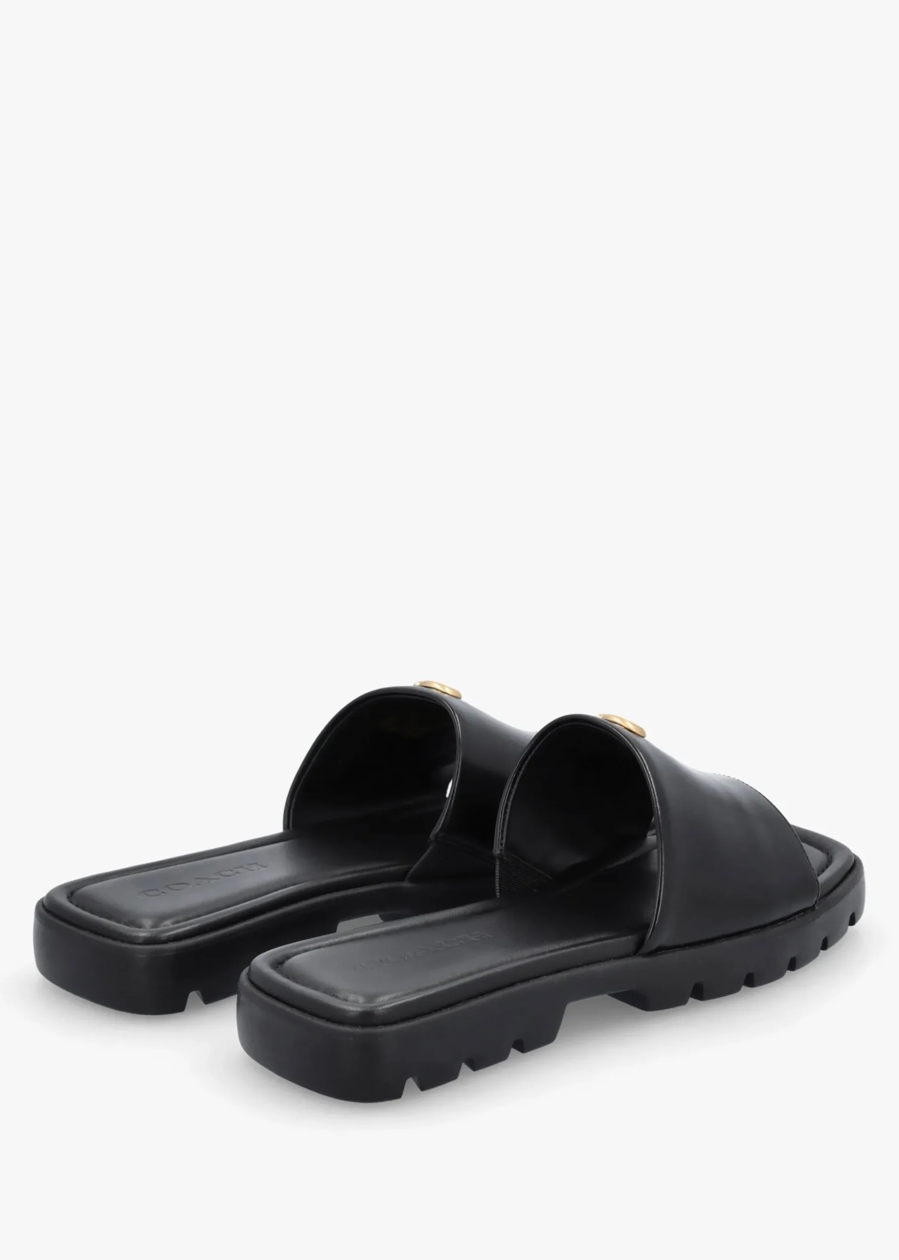 Florence Black Leather Flat Mules