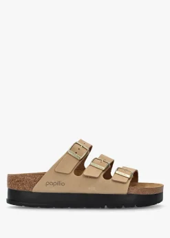 Florida III Pap Flex Platform Sandcastle Nubuck Leather Mules
