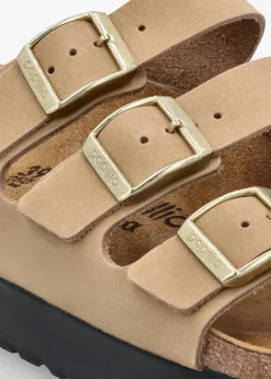 Florida III Pap Flex Platform Sandcastle Nubuck Leather Mules