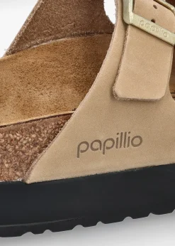 Florida III Pap Flex Platform Sandcastle Nubuck Leather Mules