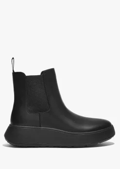 F-Mode All Black Leather Chelsea Boots