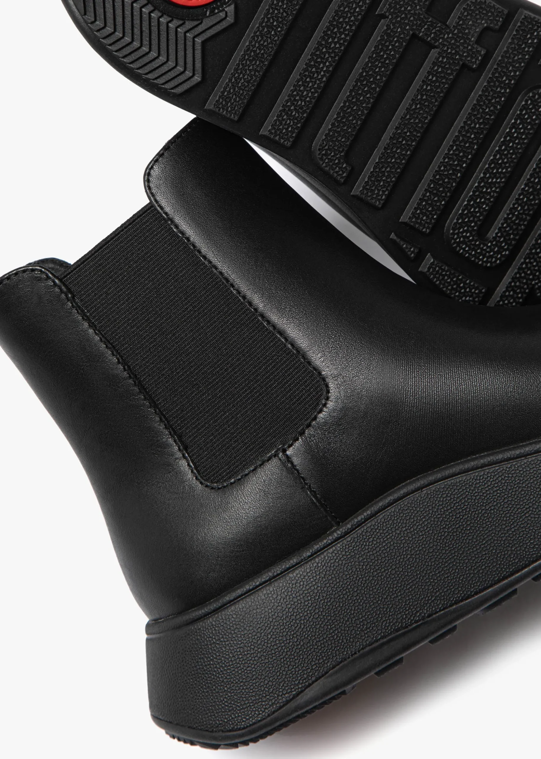 F-Mode All Black Leather Chelsea Boots