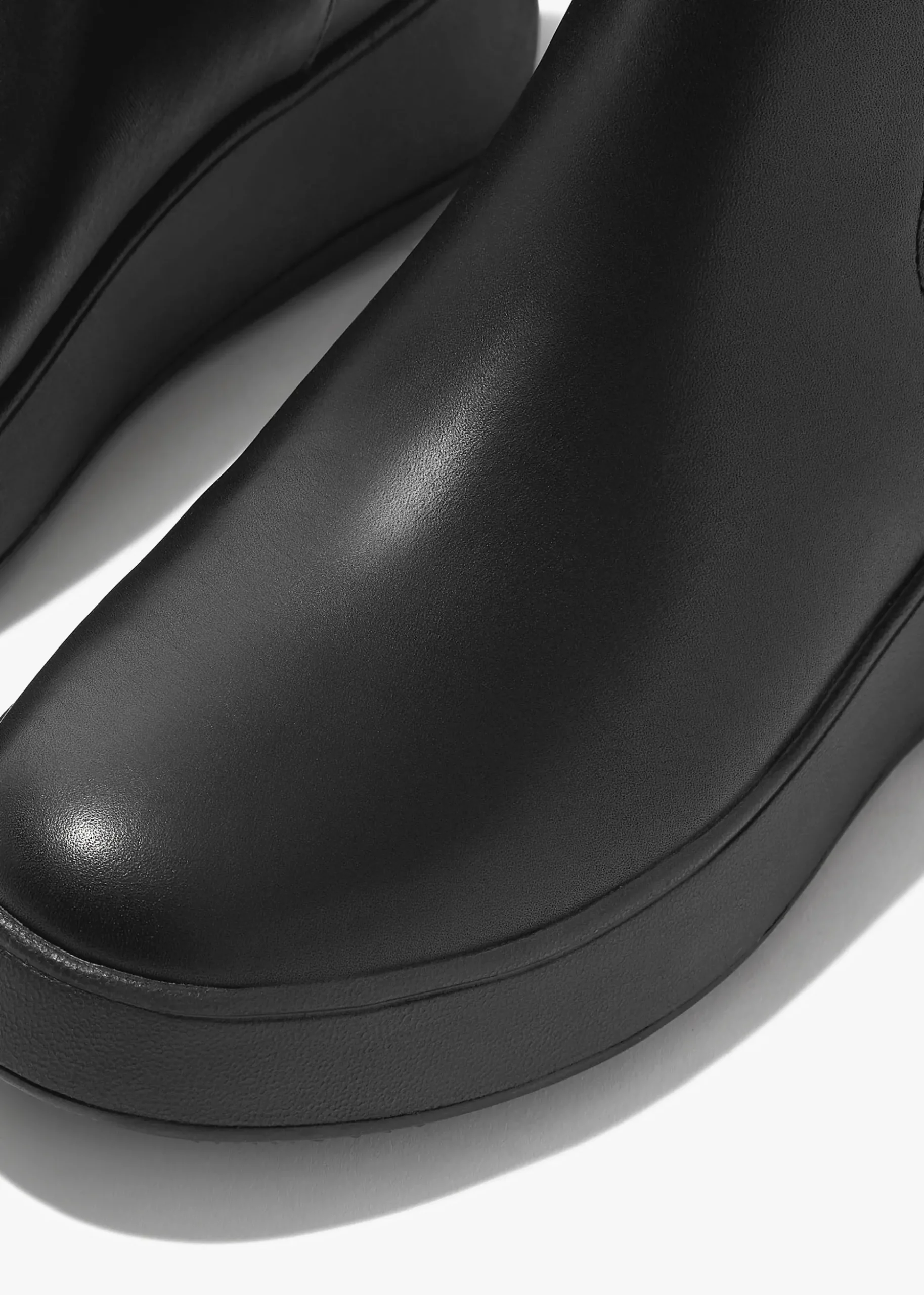 F-Mode All Black Leather Chelsea Boots