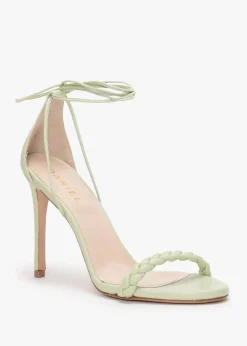 Frait Green Leather Braided Heeled Sandals