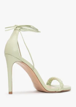 Frait Green Leather Braided Heeled Sandals