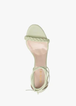 Frait Green Leather Braided Heeled Sandals