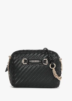 Francy Woven Black Camera Cross-Body Bag
