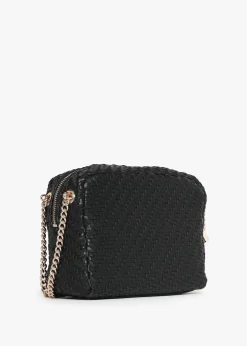 Francy Woven Black Camera Cross-Body Bag