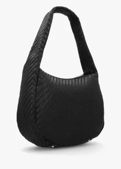 Francy Woven Black Hobo Bag