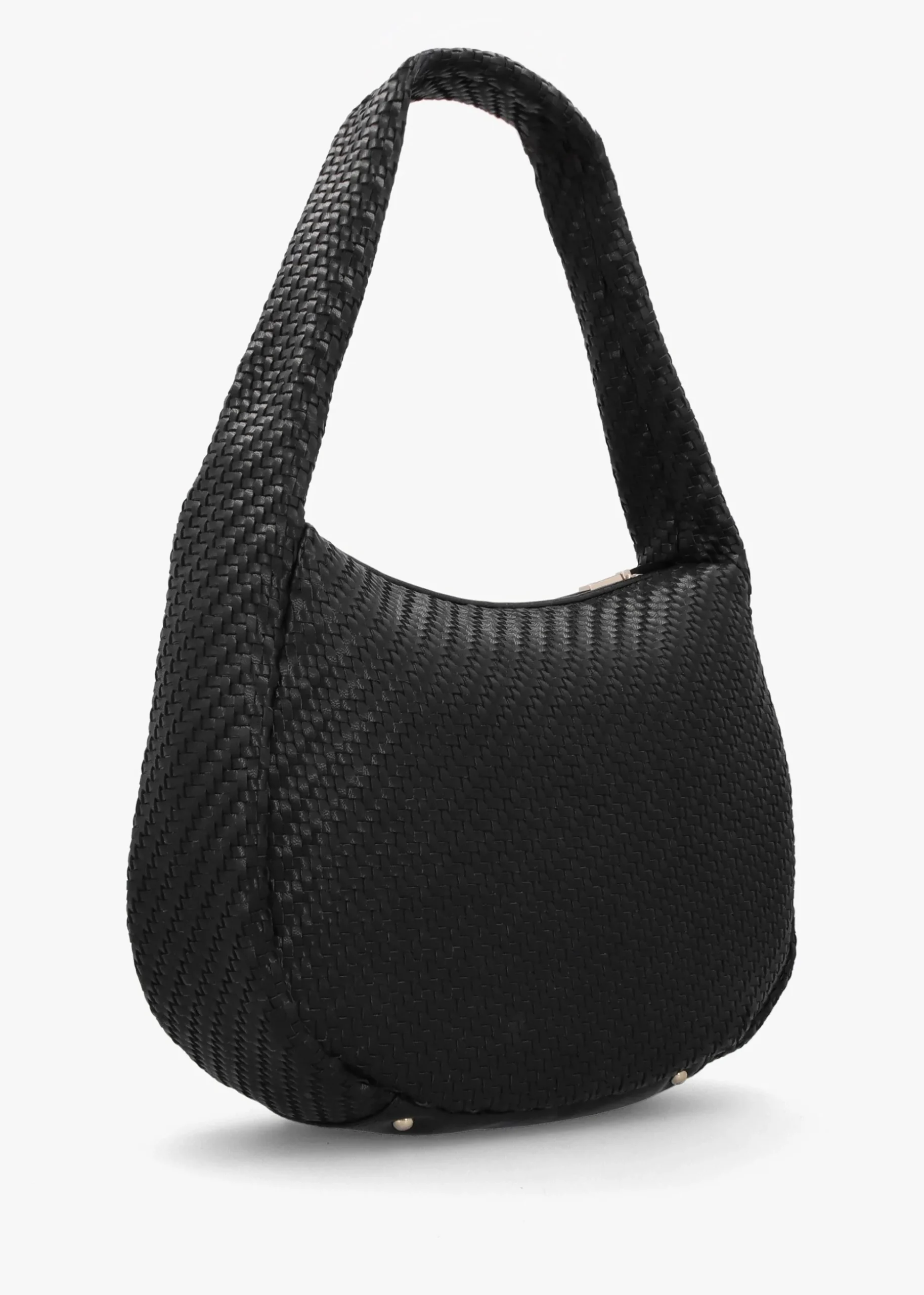 Francy Woven Black Hobo Bag