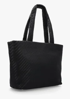 Francy Woven Black Tote Bag