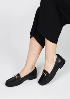 Galtro Black Smooth Leather Snaffle Loafers