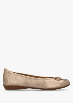 Gambi Gold Tumbled Leather Ballet Pumps