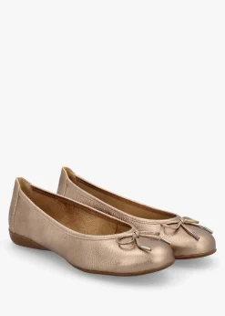 Gambi Gold Tumbled Leather Ballet Pumps