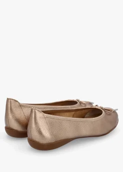 Gambi Gold Tumbled Leather Ballet Pumps