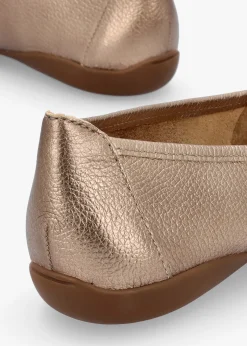 Gambi Gold Tumbled Leather Ballet Pumps