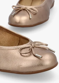 Gambi Gold Tumbled Leather Ballet Pumps