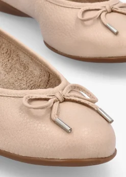 Gambi Nude Blush Tumbled Leather Ballet Pumps