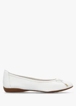 Gambi White Tumbled Leather Ballet Pumps