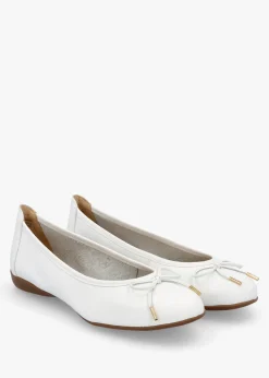 Gambi White Tumbled Leather Ballet Pumps