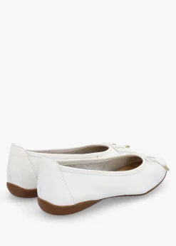Gambi White Tumbled Leather Ballet Pumps