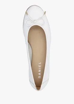 Gambi White Tumbled Leather Ballet Pumps