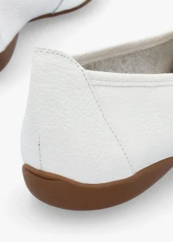 Gambi White Tumbled Leather Ballet Pumps