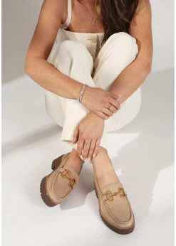 Garrera Beige Nubuck Leather Chunky Loafers