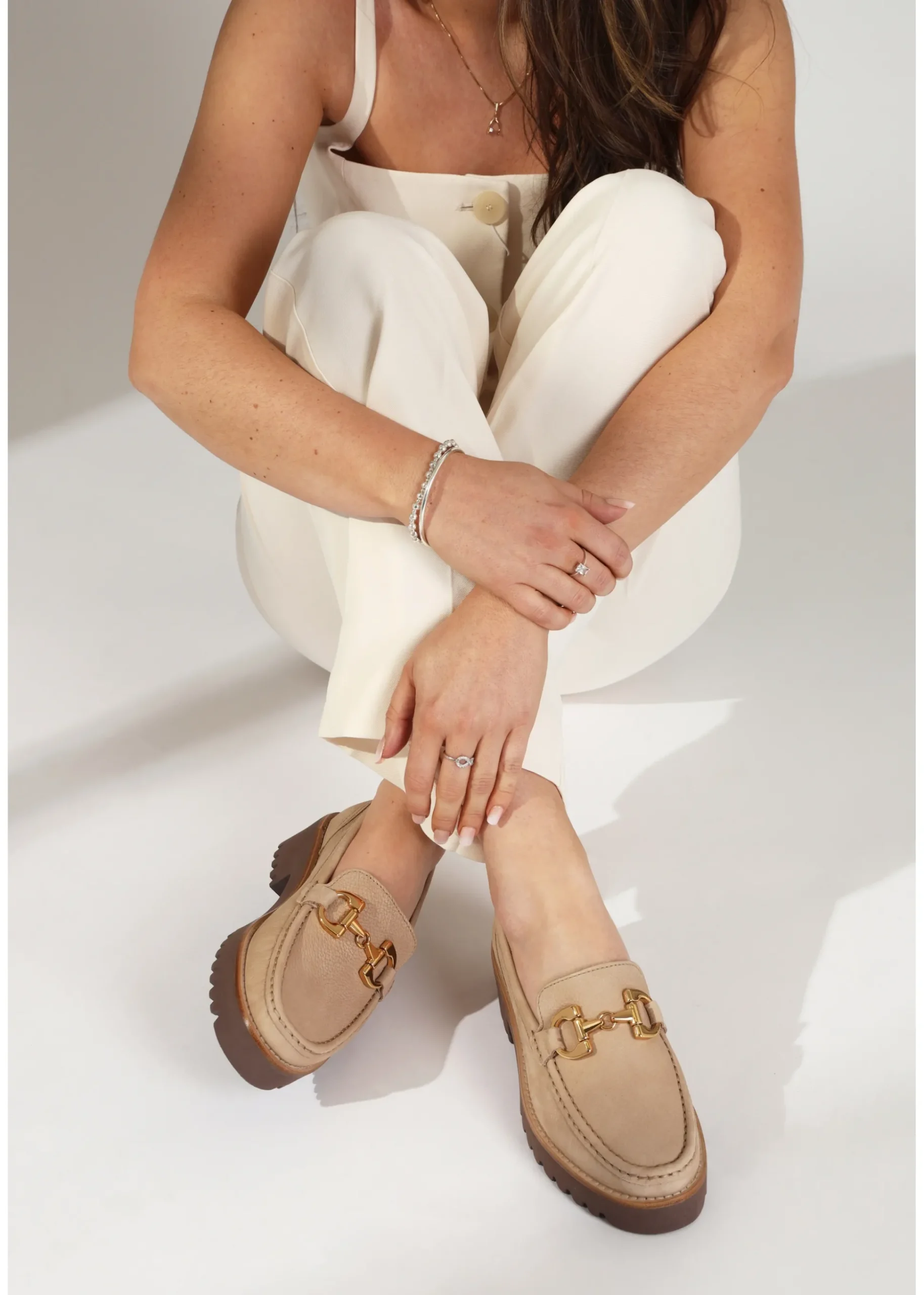 Garrera Beige Nubuck Leather Chunky Loafers