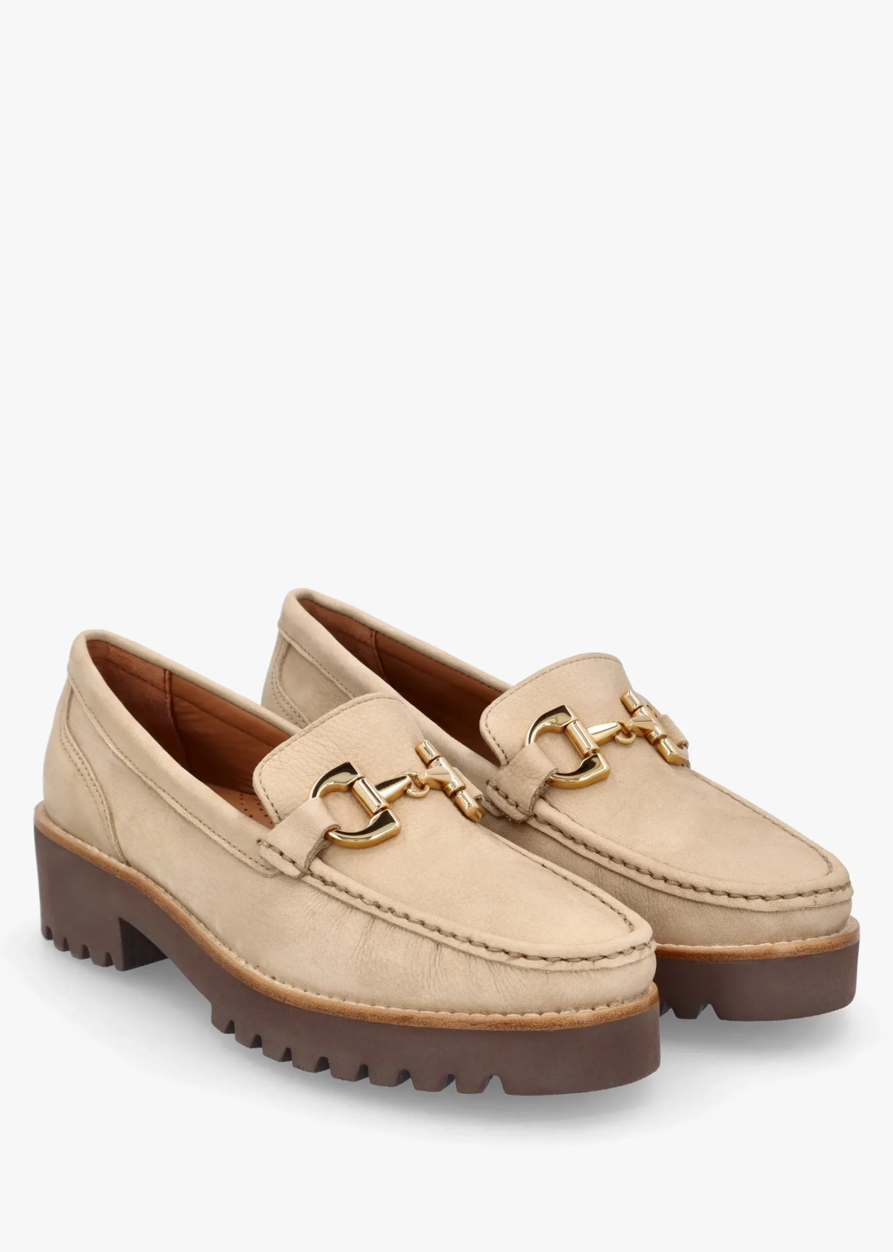 Garrera Beige Nubuck Leather Chunky Loafers