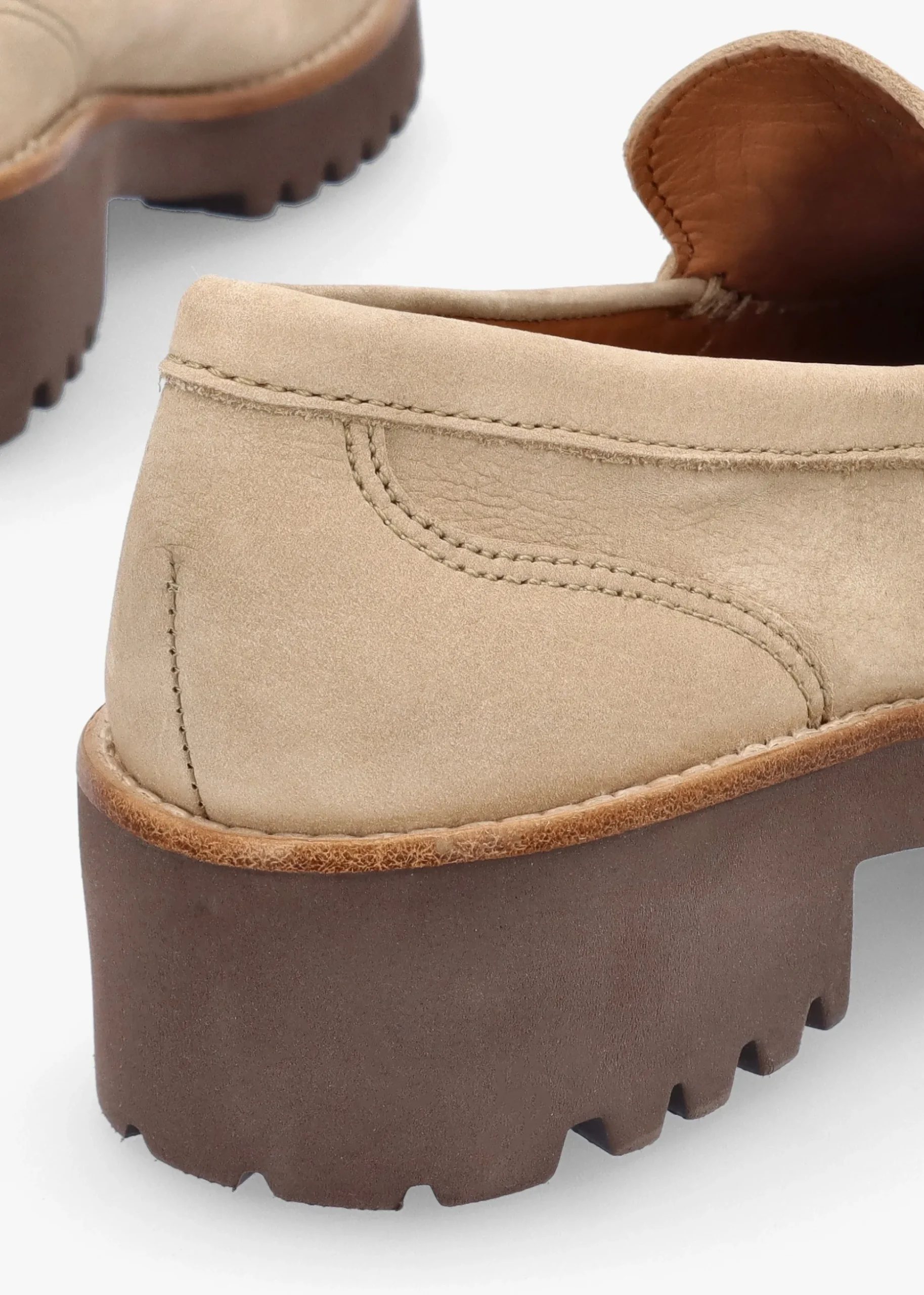 Garrera Beige Nubuck Leather Chunky Loafers
