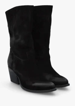 Genesis Black Leather Western Calf Boots