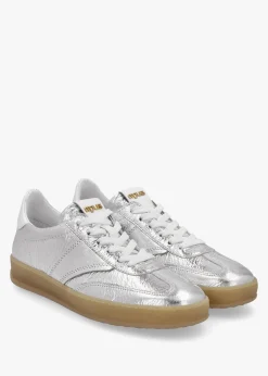 Genova Silver Metallic Leather Trainers