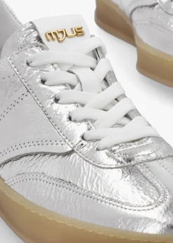 Genova Silver Metallic Leather Trainers