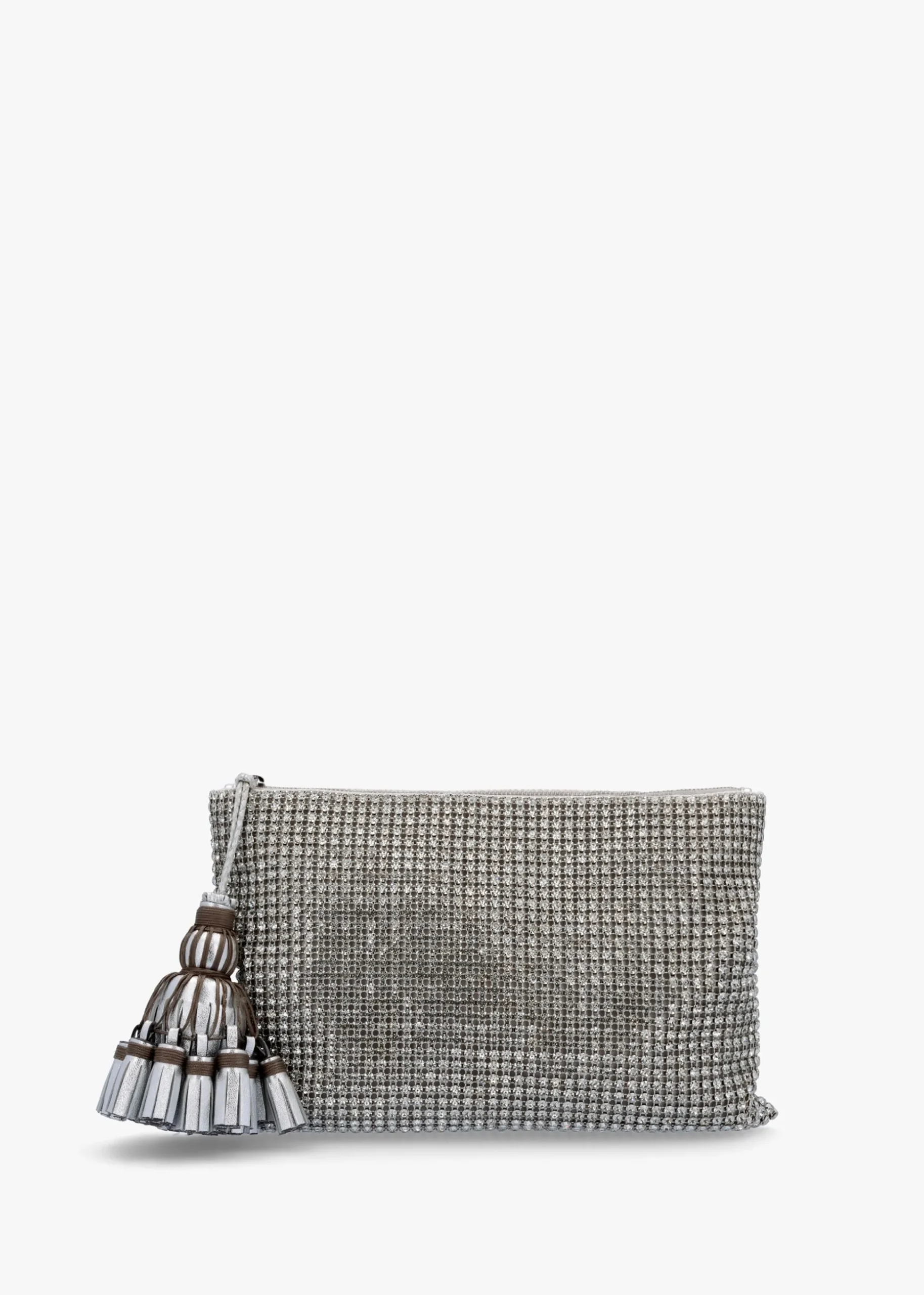 Georgiana Silver Crystal Mesh Cutch Bag