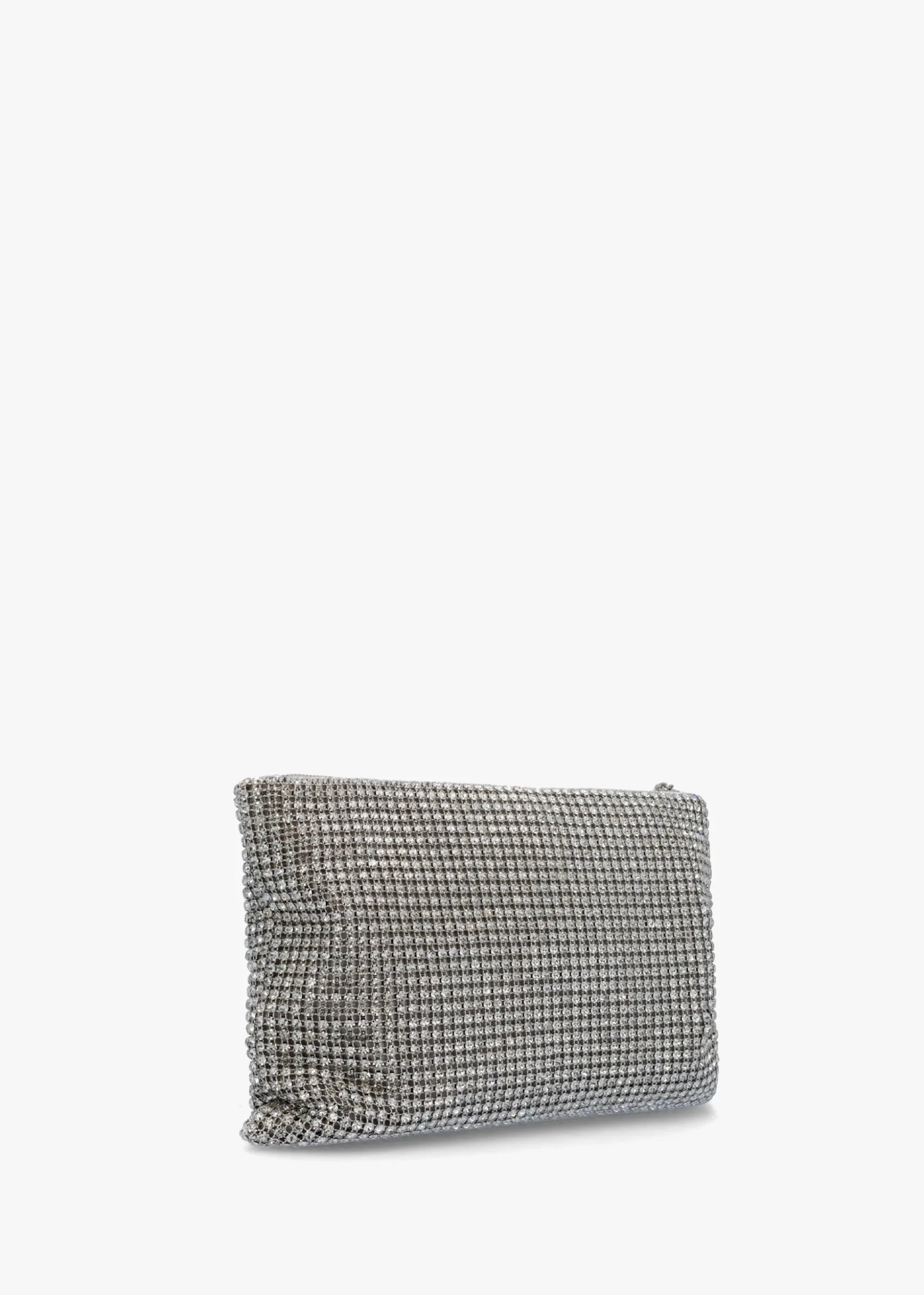 Georgiana Silver Crystal Mesh Cutch Bag