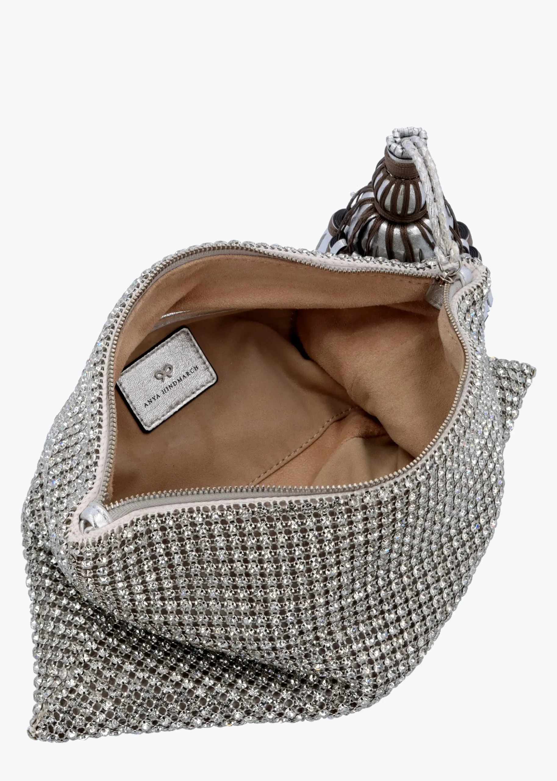 Georgiana Silver Crystal Mesh Cutch Bag