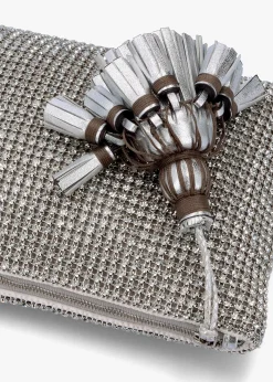 Georgiana Silver Crystal Mesh Cutch Bag