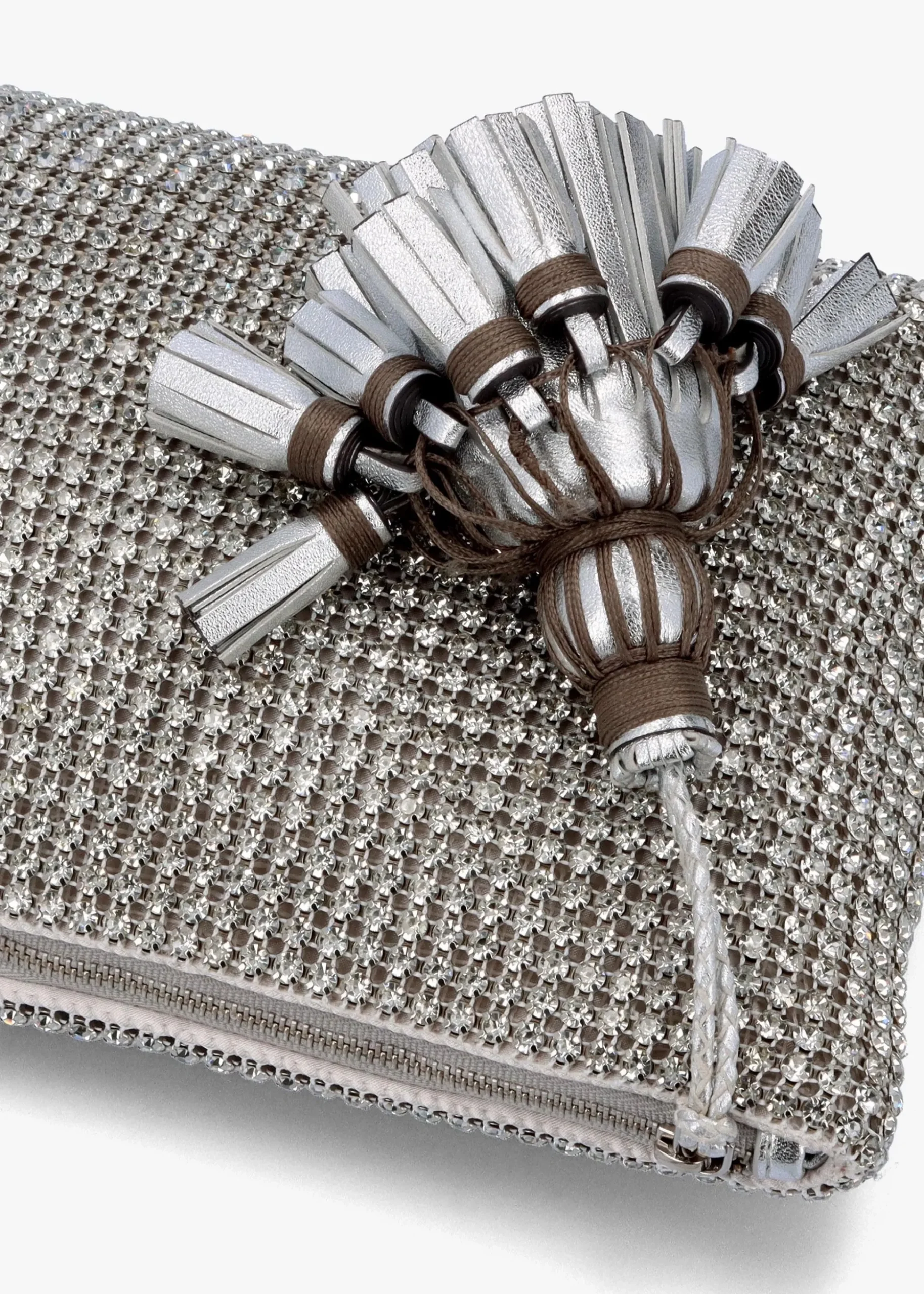 Georgiana Silver Crystal Mesh Cutch Bag