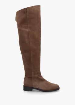 Giselle Taupe Suede Over The Knee Boots