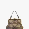 Granny Frame Gold Metallic Lurex Polka-Dot Jacquard Purse On A Chain