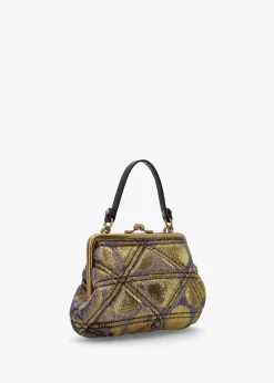 Granny Frame Gold Metallic Lurex Polka-Dot Jacquard Purse On A Chain