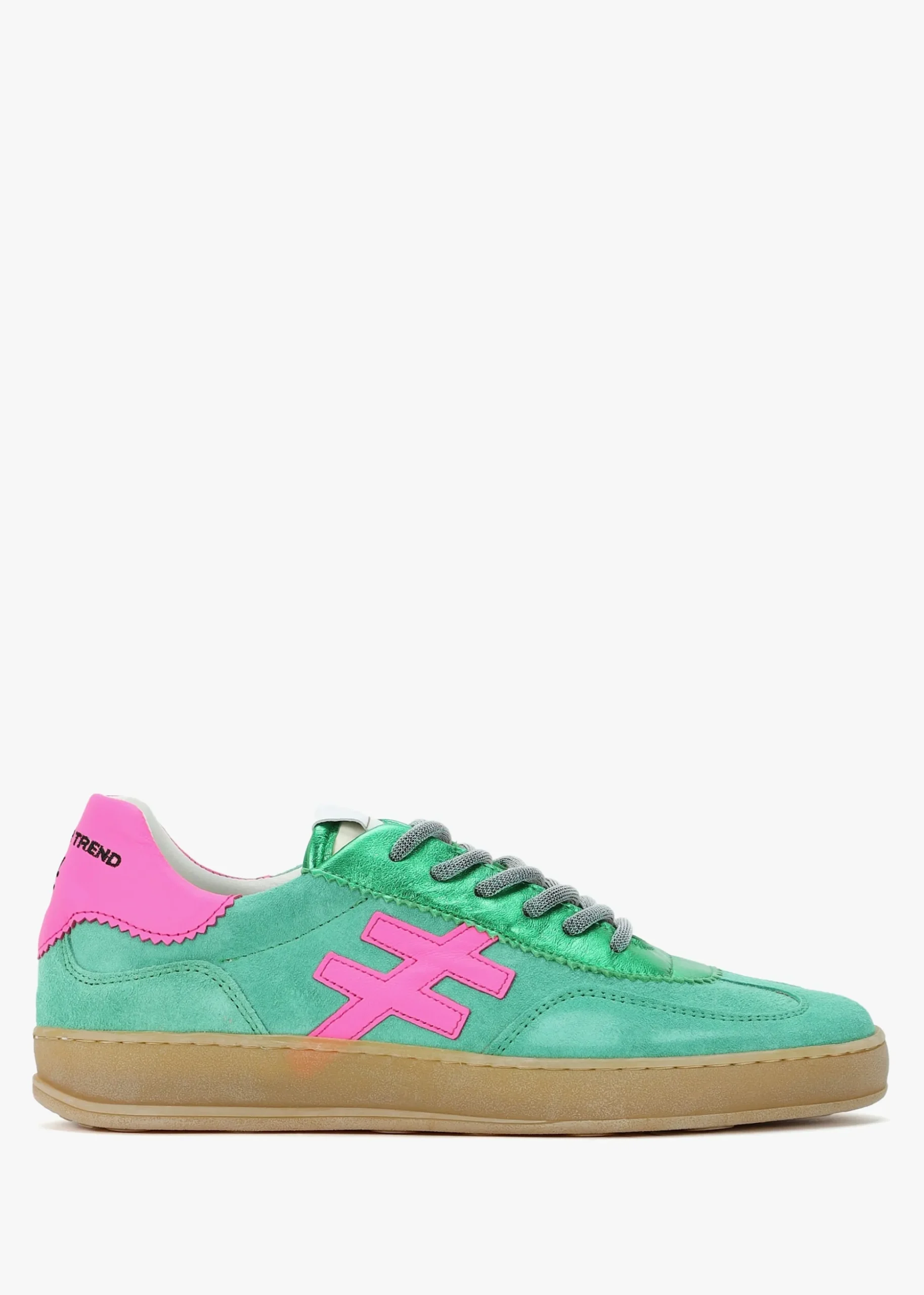 Green Suede & Metallic Leather Trainers