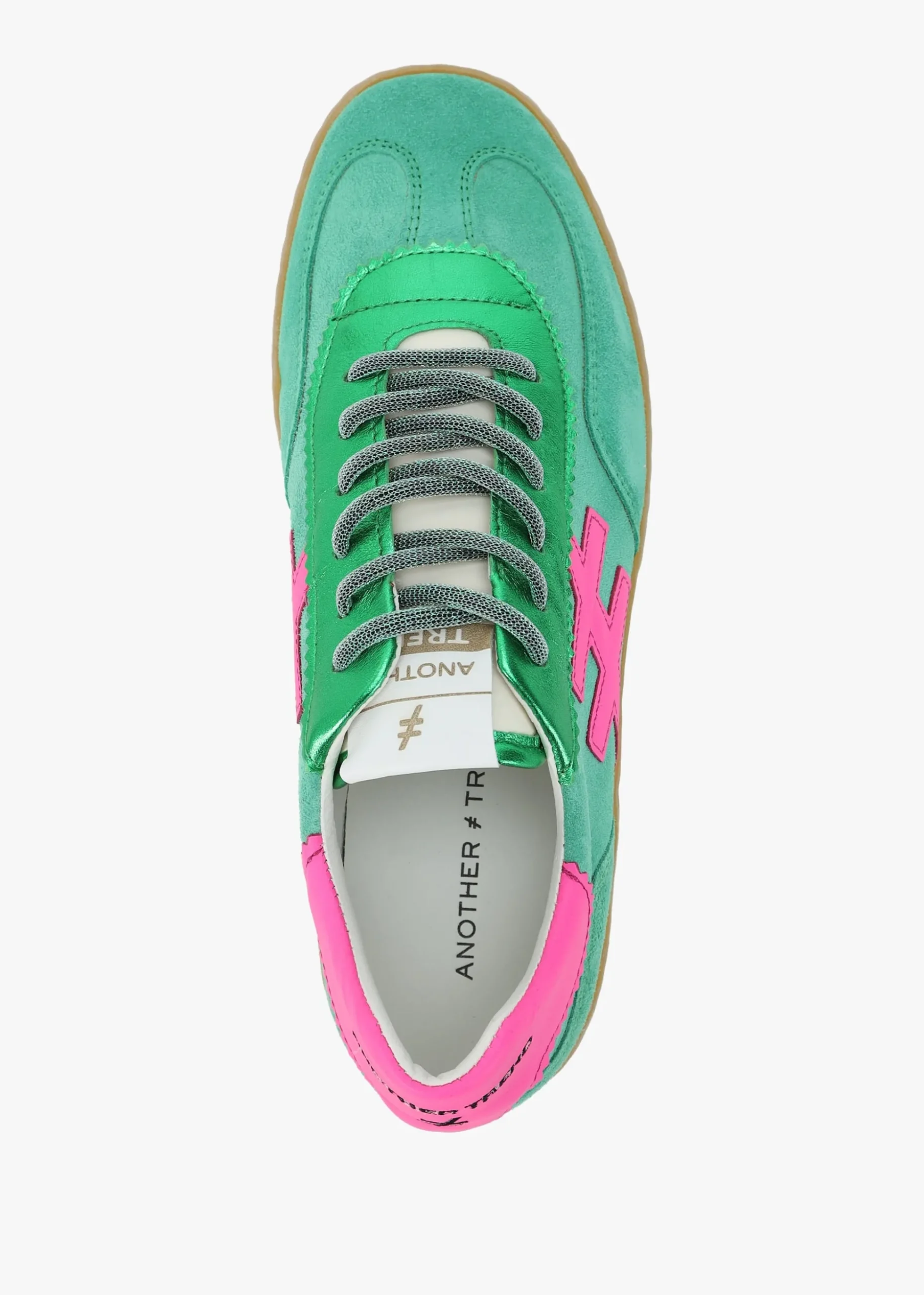 Green Suede & Metallic Leather Trainers